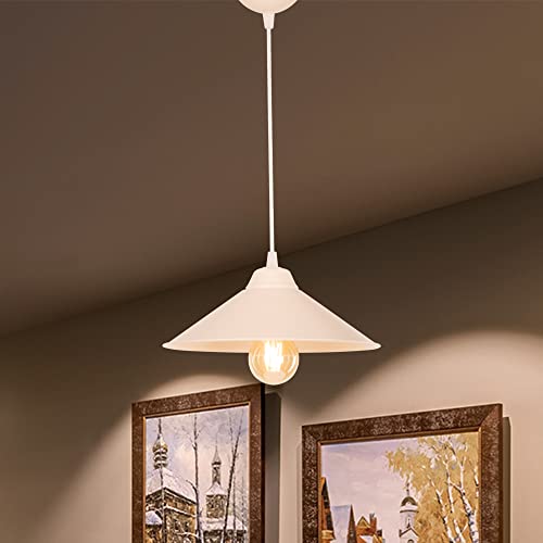 lux.pro Pendelleuchte Hereford Hängelampe Weiß Creme Küchenlampe hängend 1 x E27 Wohnzimmerlampe Vintage Industriedesign von lux.pro