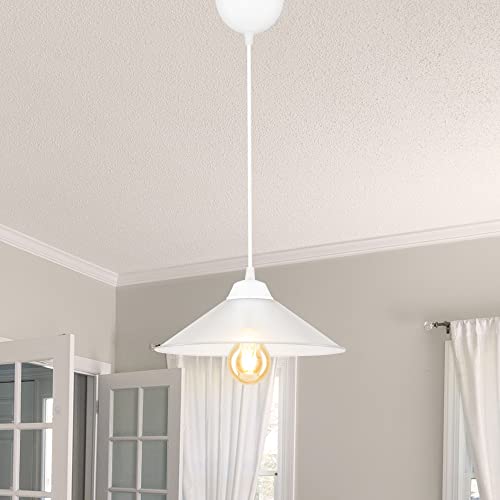 lux.pro Pendelleuchte Hereford Hängelampe Weiß Transparent Küchenlampe hängend 1 x E27 Wohnzimmerlampe Vintage Industriedesign von lux.pro