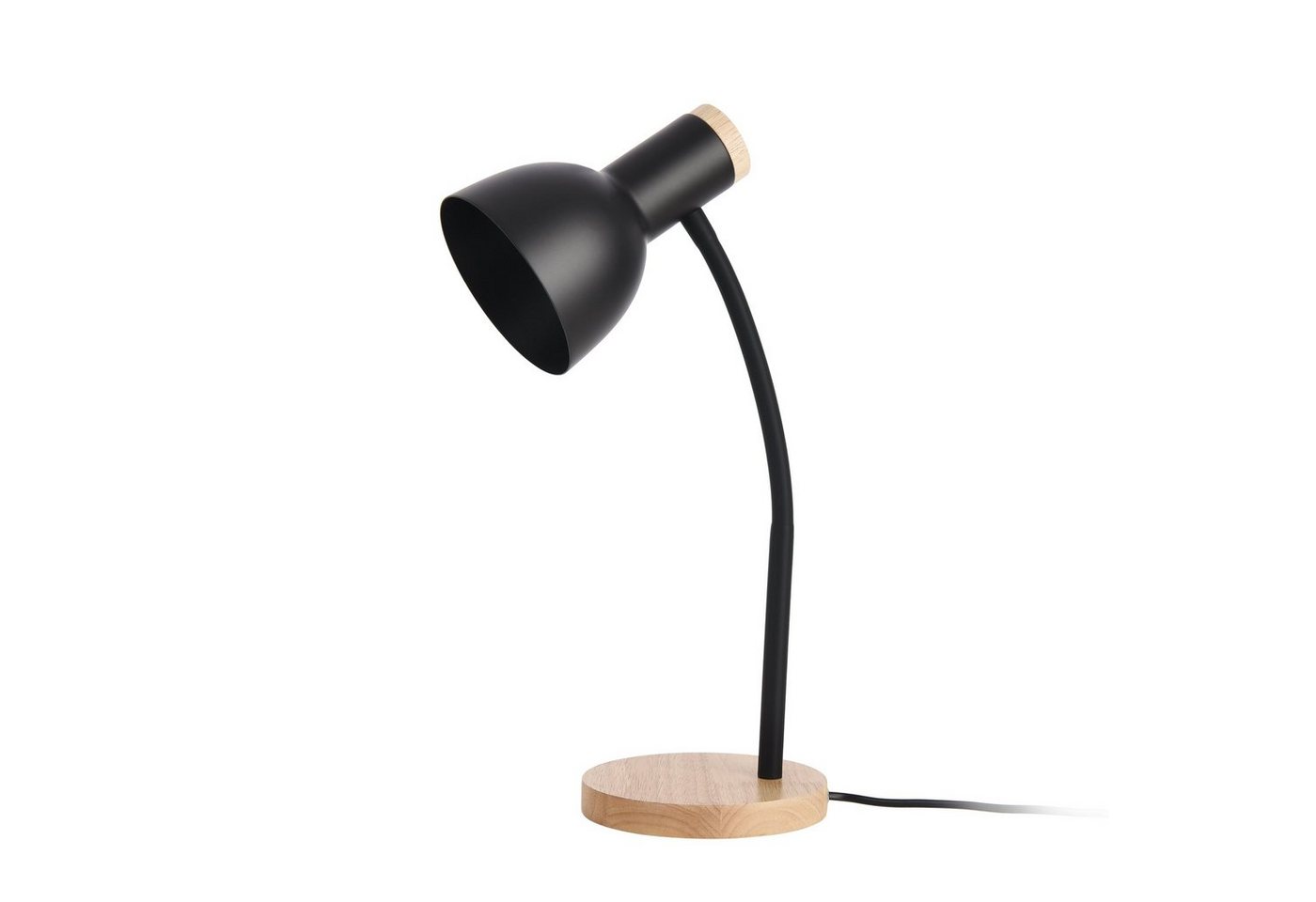 lux.pro Schreibtischlampe, ohne Leuchtmittel, »Woodley« schwenkbar 1 x E14 Metall Holz Schwarz von lux.pro