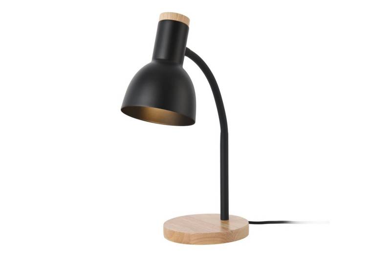 lux.pro Schreibtischlampe, ohne Leuchtmittel, »Woodley« schwenkbar 1 x E14 Metall Holz Schwarz von lux.pro
