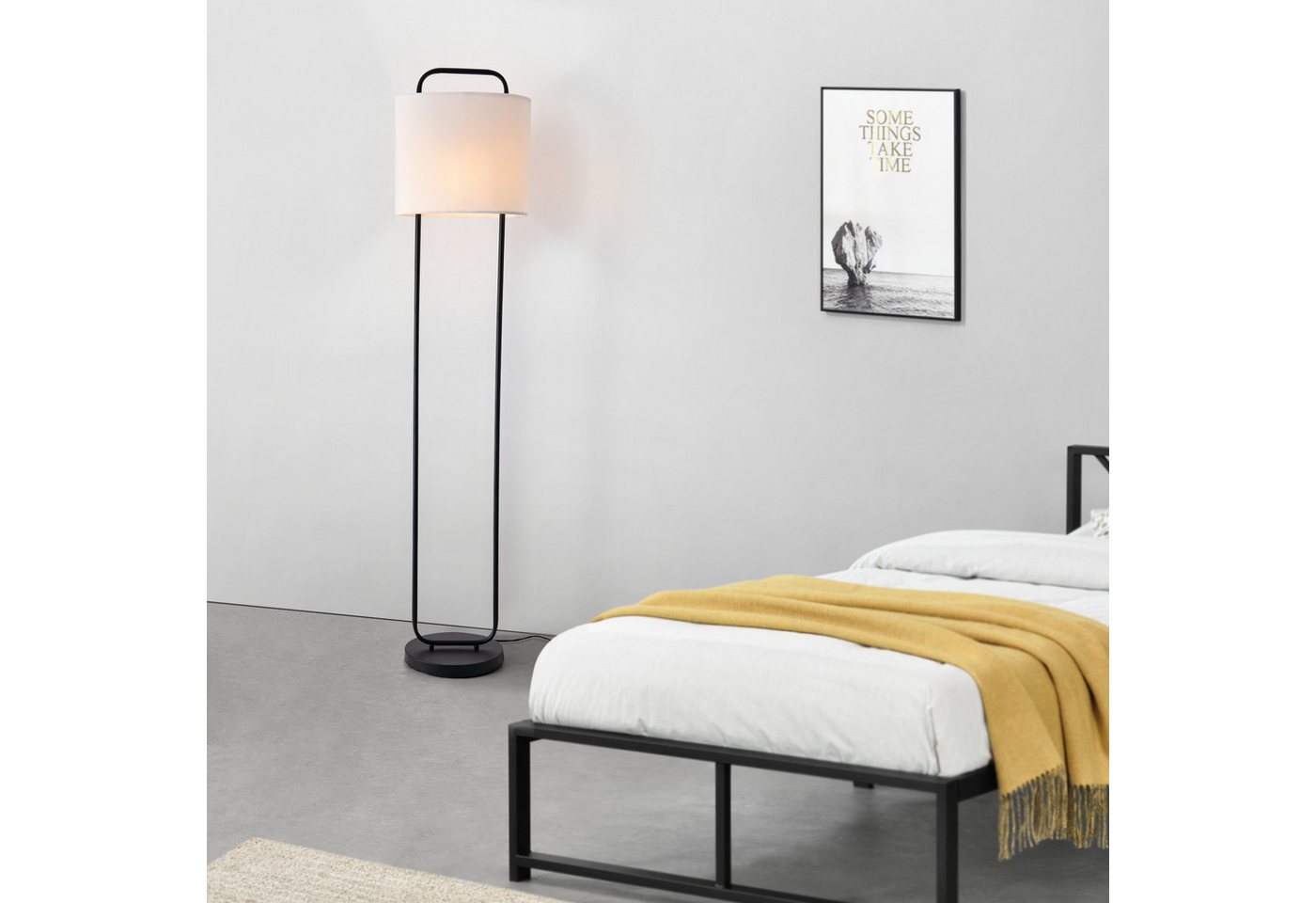 lux.pro Stehlampe, ohne Leuchtmittel, »Meløy« Lampenschirm aus Textil Schwarz/Weiß von lux.pro
