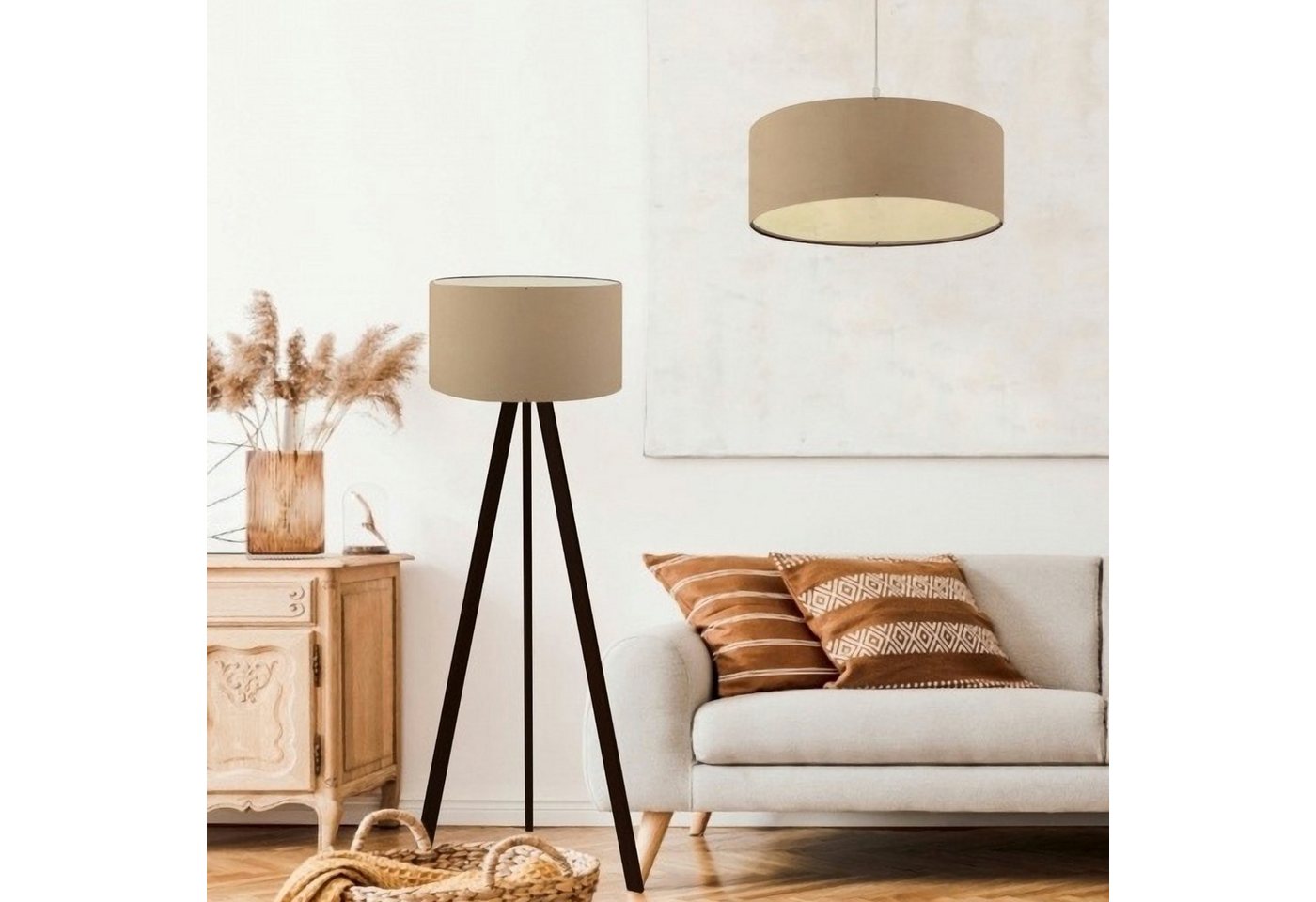 lux.pro Stehlampe, ohne Leuchtmittel, »Scunthorpe« Set aus Hängeleuchte und Stehleuchte Beige von lux.pro