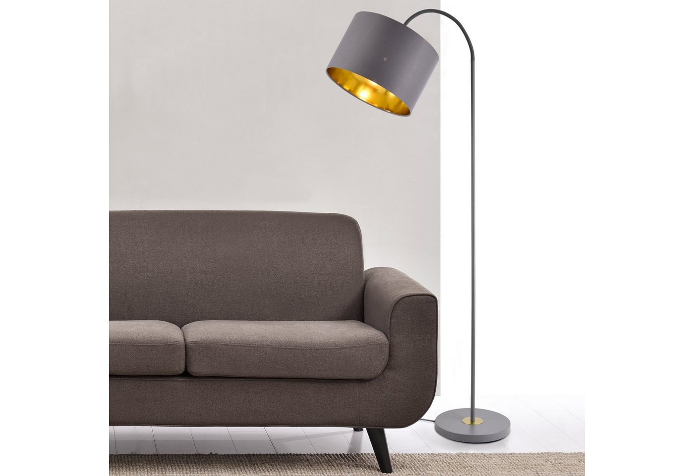 lux.pro Stehlampe, ohne Leuchtmittel, »Toledo« Stehleuchte Design schwenkbare Lampe Metall grau/gold von lux.pro