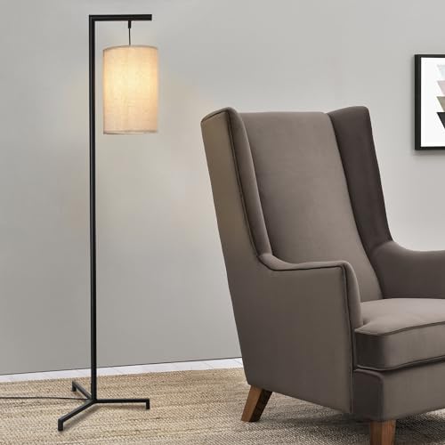 lux.pro Stehlampe Skaun Wohnzimmerlampe Stehleuchte mit Lampenschirm aus Textil Beige Standleuchte E27 Lampe stehend 161 cm hoch Metallgestell von lux.pro