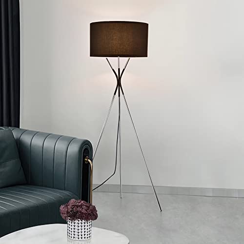 lux.pro Stehleuchte Athlone Standlampe Dreibeinstativ aus Metall Flurlampe 145 cm Stoffschirm Innenbeleuchtung Wohnzimmer 1xE27 mit Fußschalter von lux.pro