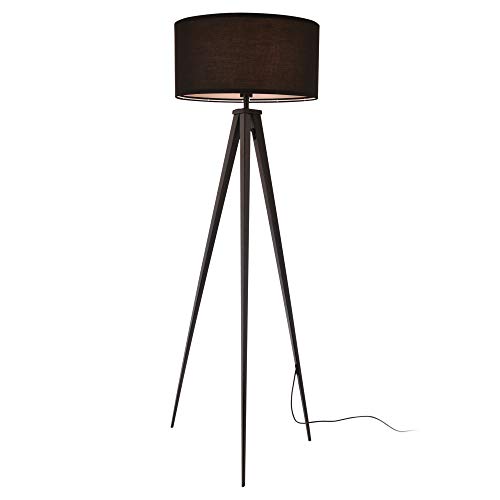 lux.pro Stehleuchte Faro 153cm Stehlampe 1xE27 Standleuchte 3-Fuß-Leuchte Stand Lampe max. 60W Metall Stoffschirm Schwarz von lux.pro