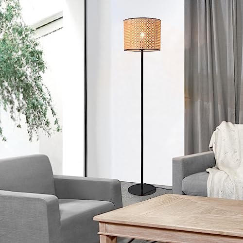 lux.pro Stehleuchte Helens 154 x 30 cm Bodenlampe für Wohnzimmer Büro Schlafzimmer 1-flammig Leselampe Schwarz/Beige von lux.pro