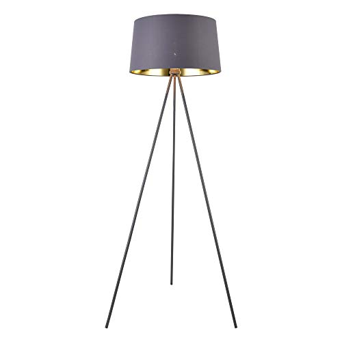 lux.pro Stehleuchte Manchester Stehlampe 3-Fuß-Leuchte Standleuchte 150 cm E27 Metall-Stoff Grau-Gold von lux.pro
