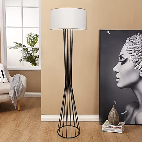 lux.pro Stehleuchte Newcastle Standlampe 1 x E27 Stehleuchte für Wohnzimmer Schlafzimmer Weiß/Schwarz von lux.pro