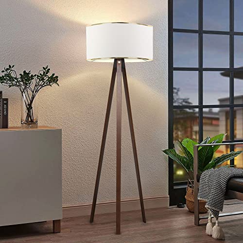 lux.pro Stehleuchte Newport Standlampe 1 x E27 Stehleuchte für Wohnzimmer Schlafzimmer Weiß/Gold von lux.pro