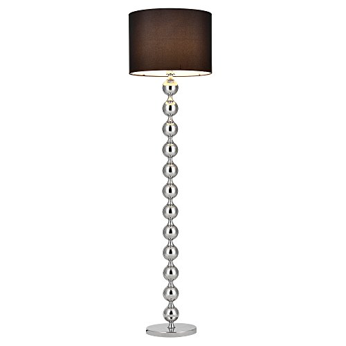 lux.pro Stehleuchte Spheric Black 1xE27 Ø48x155 cm Stehlampe 60W Standleuchte Lampe Metall Stoff Schwarz Chrom von lux.pro