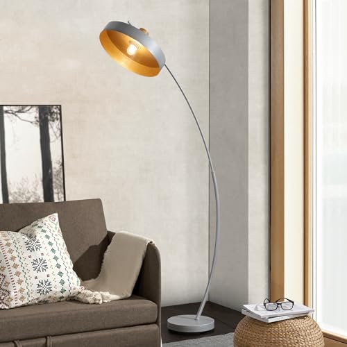 lux.pro Stehleuchte Stafford Stehlampe 1-flammig Flurlampe Dekoratives Design Bogenleuchte 1xE27 für Wohn- Schlafzimmer Büro 159cm Grau von lux.pro