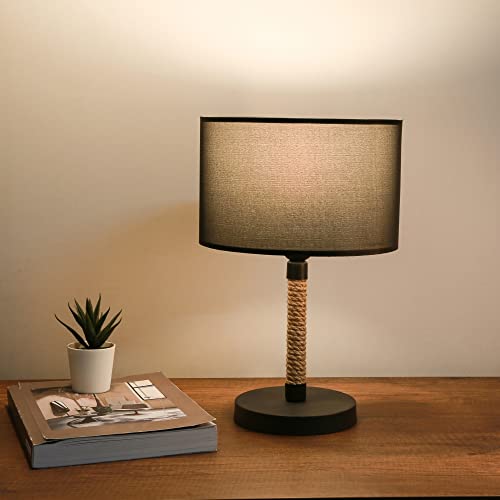 lux.pro Tischlampe Rayleigh Tischleuchte 1 x E27 Nachttischlampe Schwarz Metall Lampenschirm aus Stoff Lampe Schlafzimmer von lux.pro