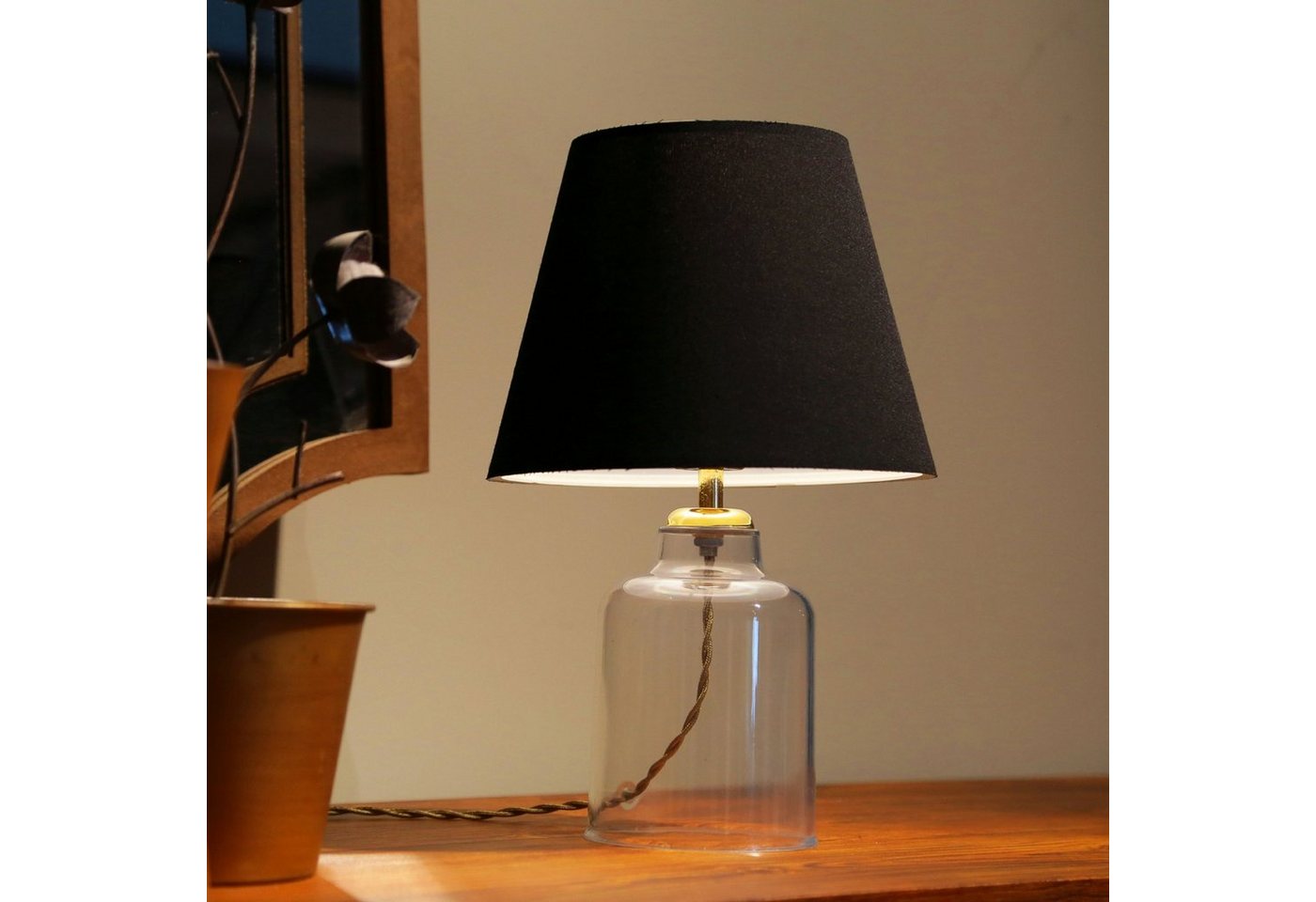 lux.pro Tischleuchte, ohne Leuchtmittel, »Oldham« Tischlampe Nachttischlampe 1 x E27 Schwarz von lux.pro