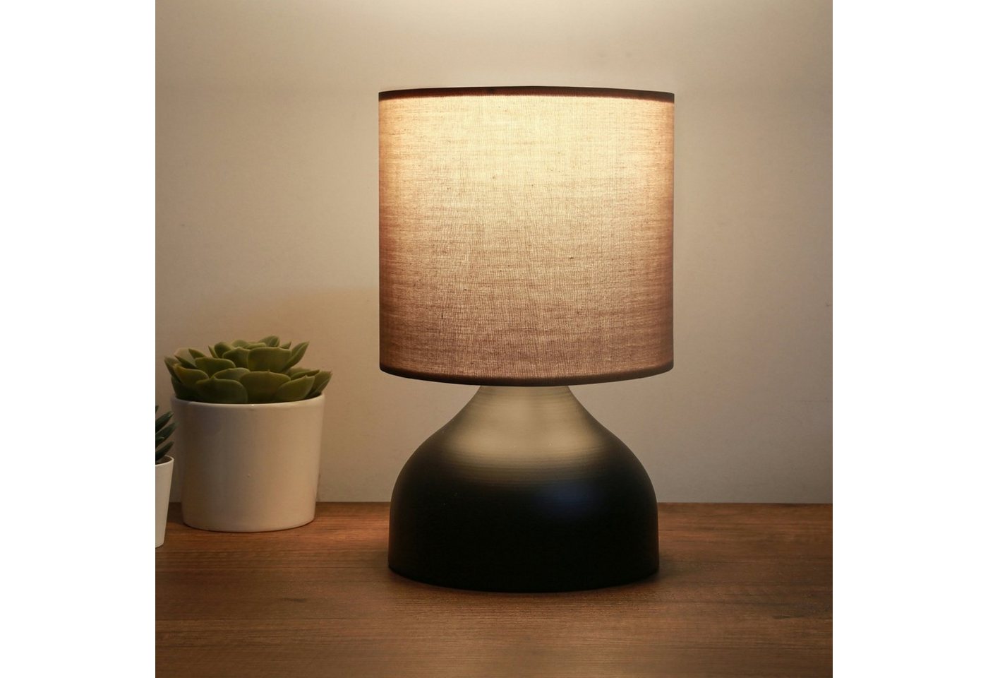 lux.pro Tischleuchte, ohne Leuchtmittel, »Shoreham« Tischlampe Nachttischlampe 1 x E27 Braun von lux.pro