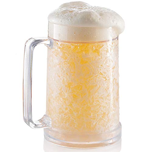Bierkrug für Gefrierschrank, doppelwandig, isoliertes Gel-Kunststoff, gefrierbares Glas, 473 ml, transparent, 1 Packung von luxail