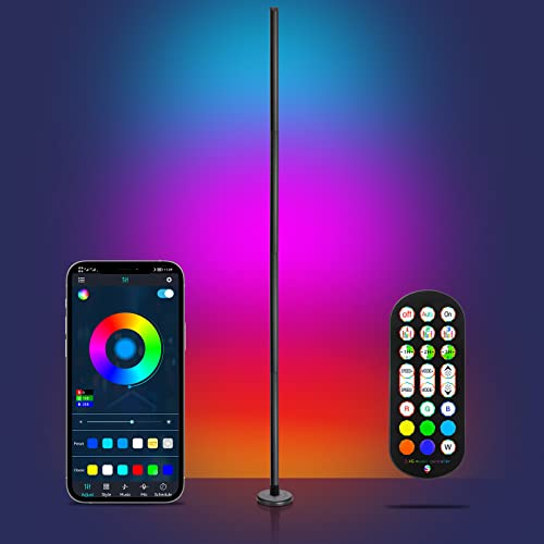 luxceo LED Stehlampe Wohnzimmer, 165cm Abnehmbare Ecklampe RGB Dimmbar,App-Steuerung RGBIC Hue Stehlampe,16 Millionen Farben,usikmodi, DIY-Modus & Timing -Funktion für Wohnzimmer,Schlafzimmer,Party von luxceo