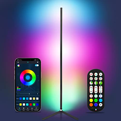 luxceo LED Stehlampe Wohnzimmer, 165cm Abnehmbare Ecklampe RGB Dimmbar,App-Steuerung RGBIC Hue Stehlampe,16 Millionen Farben,usikmodi, DIY-Modus & Timing -Funktion für Wohnzimmer,Schlafzimmer,Party von luxceo