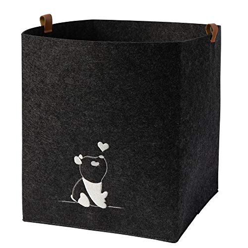 luxdag Aufbewahrungskorb aus Filz (Größe & Motiv wählbar) - Aufbewahrungsbox für Spielsachen - Kinderzimmer Spielkiste faltbar - Korb mit PU Ledergriffen von luxdag
