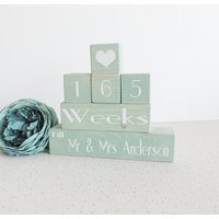 Personalisierte Hochzeit Countdown Blöcke, Sage Green Mr & Mrs Gift Personalisierte Hochzeit Countdown Blöcke, Sage Green Mr & Mrs Gift von luxurygrove