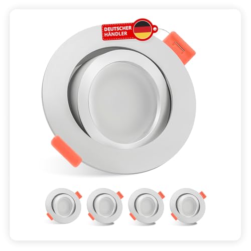 luxvenum LED Einbaustrahler 230V 7W - 5x dimmbare LED Deckenleuchte extra flach nur 25mm, 120° Abstrahlwinkel, 90 CRI Farbwiedergabe, Deckenspots für Flur, Wohnzimmer, Küche, Farbe Matt, 2700K luxvenum LED Einbaustrahler 230V 7W - 5x dimmbare LED Deckenleuchte extra flach nur 25mm, 120° Abstrahlwinkel, 90 CRI Farbwiedergabe, Deckenspots für Flur, Wohnzimmer, Küche, Farbe Matt, 2700K von luxvenum