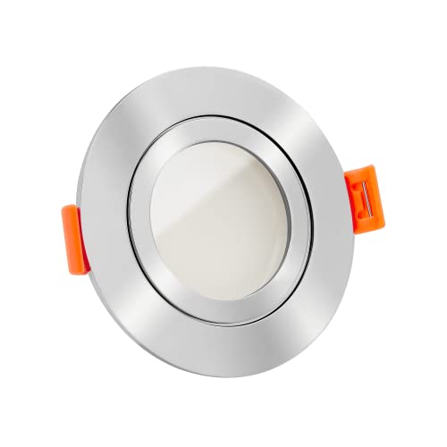 luxvenum LED Einbaustrahler MR16/GU5.3 IP44 12V 7W - 1x dimmbare LED Deckenleuchte 59mm Einbautiefe, 120° Abstrahlwinkel, 93 CRI, Deckenspots für Badezimmer, Außenbereich, Farbe Chrom, 4000K von luxvenum