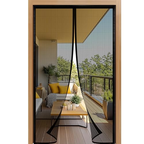 Luyanxy Fliegengitter Balkontür 135x205cm | Magnet-Insektenschutz, Ohne Bohren, Einfache Klebemontage | Ideal für Balkontüren, Terrassentüren und Haustüren (Schwarz) von luyanxy