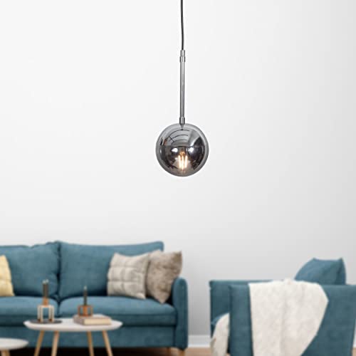 Luzarana Nova Pendelleuchte Esstisch Glaskugel Wohnzimmerlampe Kugellampe E27 Fassung (Chrome 1) von Luzarana
