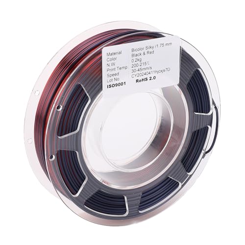 3D -Drucker -Pla -Filament -Spulen -Set 1,75 mm 200 g Druckmaterial Seide Schwarz und rotes Fusion Fusion Safer Material ohne Blockade oder Verwicklung für den 3D -Druck geeignet 3D -Drucker -Pla -Filament -Spulen -Set 1,75 mm 200 g Druckmaterial Seide Schwarz und rotes Fusion Fusion Safer Material ohne Blockade oder Verwicklung für den 3D -Druck geeignet von lvifloae