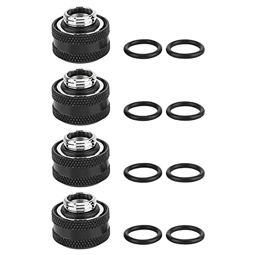 4 Stück pro Packung Wassergekühlte Klemmverschraubung Computer-Wasserkühlung Hartrohr-Schnellverbinder Passend für Acrylrohre mit Einem Außendurchmesser von 14 Mm Silber (black) von lvifloae