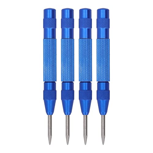 Automatic Center Punch Center Drill Hochgeschwindigkeit Stahl 5 -Zoll -Werkzeug -Set -Kit zur Installationswartung mit Nicht -Schlupf -Knurl -Beweis Haltbarer Kompaktgröße 4pcs (Blau) von lvifloae