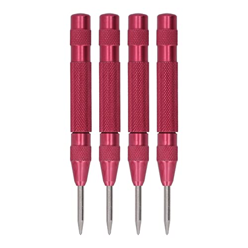 Automatic Center Punch Center Drill Hochgeschwindigkeit Stahl 5 -Zoll -Werkzeug -Set -Kit zur Installationswartung mit Nicht -Schlupf -Knurl -Beweis Haltbarer Kompaktgröße 4pcs (Rot) von lvifloae