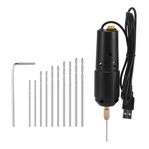 Bohrbit Set Harz Elektrische Mini mit 10 Bit 100 Schrauben Augenstifte 40 Schlüsselringe für Schmuck DIY Aluminiumprodukte Holzschlüsselkette Herstellung von Harzgussform Schwarz (Schwarz) von lvifloae