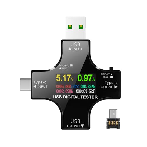 LVIFLOAE 2 in 1 C -Typ USB -Tester mit IPS -LCD -Farbbildschirm und USB -Voltmeter für Spannungskurve -Leistungswiderstand Elektrische Temperaturkapazität usw. TME schnelles Laden (without BT) von lvifloae
