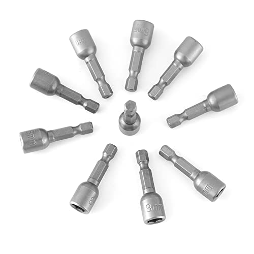 LVIFLOAE 8 mm hexagonaler Sockel -Magnetmutter -Treiber -Kit -Treiber -Bohrmaschine Bit Elektrisches Werkzeug Schnellwechsel -Steckdosenadapter für 10 Teile eingestellt 1 4 Griff von lvifloae