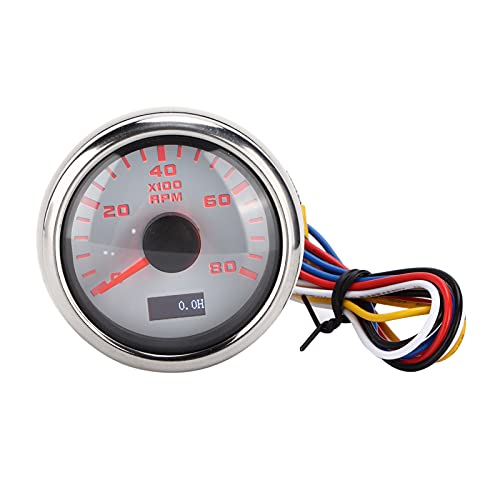 Lvifloae 52mm Marine Zeiger Drehzahlmesser Rote Hintergrundbeleuchtung Universal für Motorradwagen -LKW -Bootsbenzinmotor 9 bis 32 V (Ein Weiß) von lvifloae
