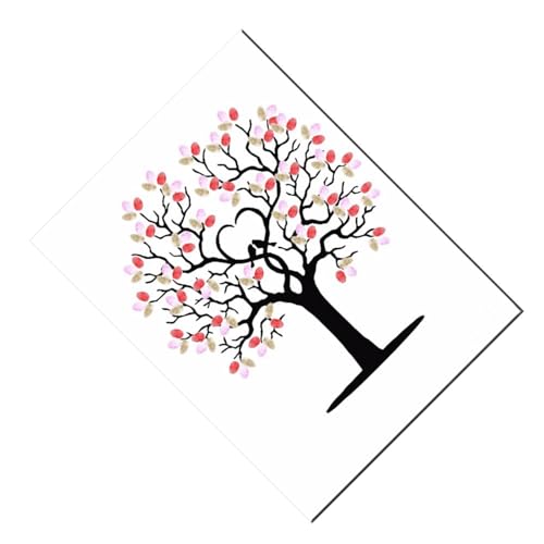Lvifloae DIY Fingerabdruck Baum Handdruck Ink Pad Gäste Signature Hochzeitsschild in Buch Canvas Thumbprint Gemälde Geschlecht Enthüllung Fingerabdruckbaum einzigartige Kunstwerke von lvifloae