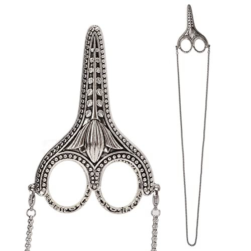 Sewing Scissors with Vintage Silver Necklace, Stainless Steel Pointed Small Sewing Embroidery Scissors with Bauhinia Cover Preventing Scratches for Embroidery, Crafts, Daily Use Sewing Scissors with Vintage Silver Necklace, Stainless Steel Pointed Small Sewing Embroidery Scissors with Bauhinia Cover Preventing Scratches for Embroidery, Crafts, Daily Use von lvifloae