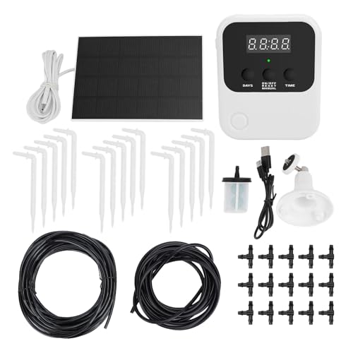 Solarautomatisches Wasserversorgungssystem, Außen -Solar -Tropf -Bewässerungskit mit Timer und 2000 -mAh -Batterie für Balkongartenwässerungssystem stützt 15 Topfpflanzen mit 15 von lvifloae