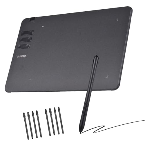 Vinsa T605 Grafikzeichnung Tablet 6.7''x 4.2 '' Digitales Zeichnungs-Tablet mit No-Battery Stylus 10 Shortcut-Tasten 8192 Pegel Druck kompatibel mit Android OTG (1) von lvifloae
