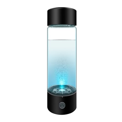Wasserstoff-Wasserflasche, wiederaufladbar über USB, Hydrohealth, Wasserstoff-Wasserflasche, 330 ml, Life Water, Wasserstoff-Wasserflasche mit hohem Borosilikatgehalt, Schwarz (Black) von lvifloae