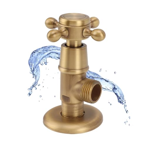 Winkel-Absperrventil aus massivem Messing, Retro-verdicktes Kalt-Heiß-Dreiecksventil, explosionsgeschütztes Wasser-Absperrventil für Garten-Wäscherei-Toilette (Antique) von lvifloae