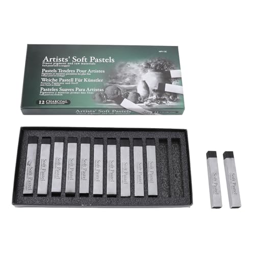 lvifloae 12 Stück Square Soft Pastell Art Drawing Malmale Graffiti Skizzieren Pigment Pastellset für Heimschule Büro (Schwarz) von lvifloae