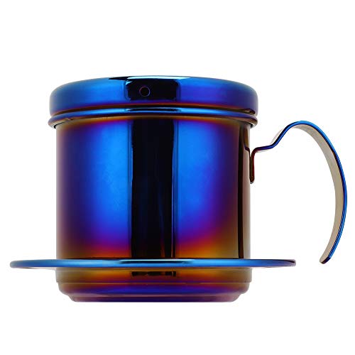 lvifloae 304 Edelstahl Vietnamesische Tropfkaffeemaschine, Tropfkaffeekanne, Edelstahlfilter, vietnamesische Topf (Gold) ideal für Büros (Blau) von lvifloae