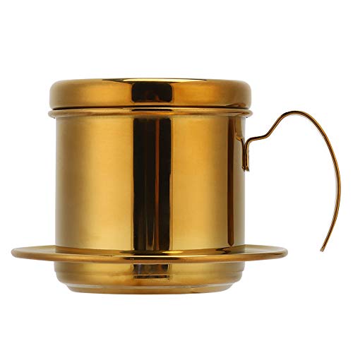 lvifloae 304 Edelstahl Vietnamesische Tropfkaffeemaschine, Tropfkaffeekanne, Edelstahlfilter, vietnamesische Topf (Gold) ideal für Büros (Titan) von lvifloae