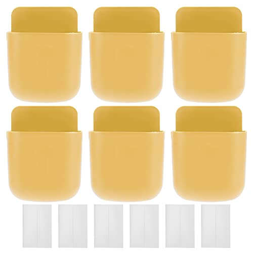 lvifloae 6-teiliger Wand-Organizer zur Aufbewahrung von Fernbedienungen für Haushaltsgeräte, Halterung für Wohnzimmer, Nachttisch, Badezimmer, Schlafsaal, Fernbedienung, Schlüssel, Handy, (Gelb) von lvifloae