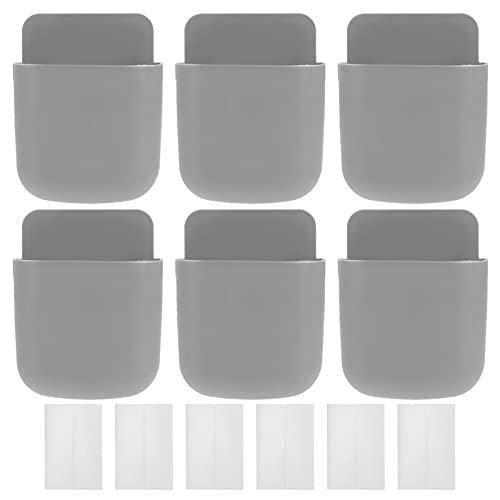 lvifloae 6-teiliger Wand-Organizer zur Aufbewahrung von Fernbedienungen für Haushaltsgeräte, Halterung für Wohnzimmer, Nachttisch, Badezimmer, Schlafsaal, Fernbedienung, Schlüssel, Handy, (Grau) von lvifloae