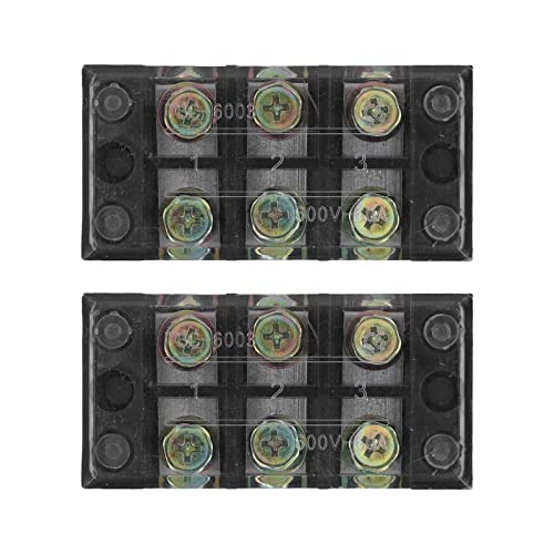 lvifloae 60A TBC Fixe Hochstromanschlussstreifen Dualreihschraube Klemme Draht Block mit klarer Abdeckung Transparente PC -Schale für Brückenbeleuchtungstunnelverteilung 2pcs (3 Bit (603)) von lvifloae