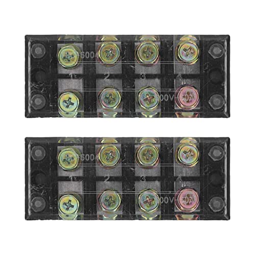 lvifloae 60A TBC Fixe Hochstromanschlussstreifen Dualreihschraube Klemme Draht Block mit klarer Abdeckung Transparente PC -Schale für Brückenbeleuchtungstunnelverteilung 2pcs (4 Position (604)) von lvifloae