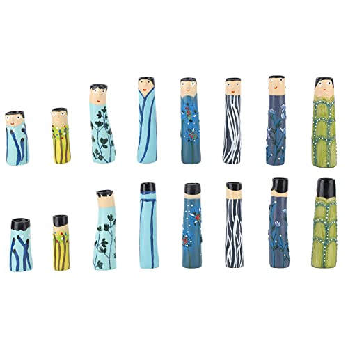 lvifloae 8 Stück bemalte Familienvase, böhmische Familienvase, Kunstharz, romantischer Kunststil, niedliche Gesichtsvase, dekoratives Set für Tisch, Fensterbank, Regal von lvifloae